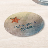 Starfish in Sand und Surf Strandküste Runder Pappuntersetzer (Angewinkelt)