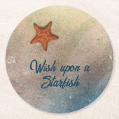 Starfish in Sand und Surf Strandküste Runder Pappuntersetzer (Vorderseite)