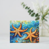 Starfish in Swirling Underwater Oil Painting Postkarte (Stehend Vorderseite)