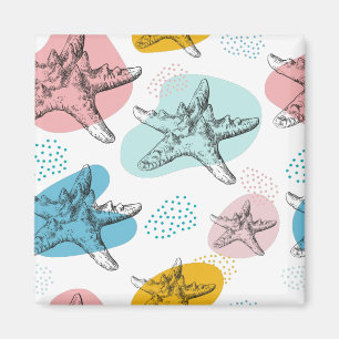 Starfish in trendigen Farben, elegantes Muster Magnet