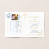 Starfish Invitation Beach Wedding Passport Folienkarte (Innenseite)