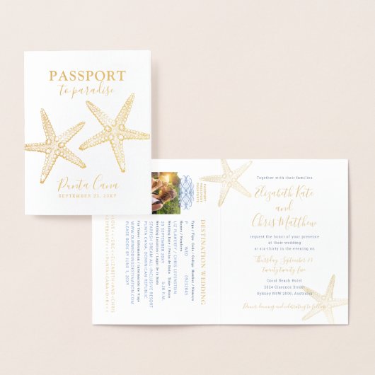 Starfish Invitation Beach Wedding Passport Folienkarte (Anzeige)