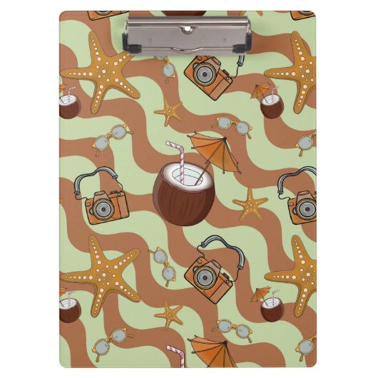 Starfish, Kokosnüsse und Kameras-Zwischenablage Klemmbrett (Vorderseite)