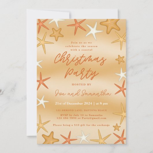 Starfish Küste Weihnachtsfeiertage Party Einladung (Vorderseite)