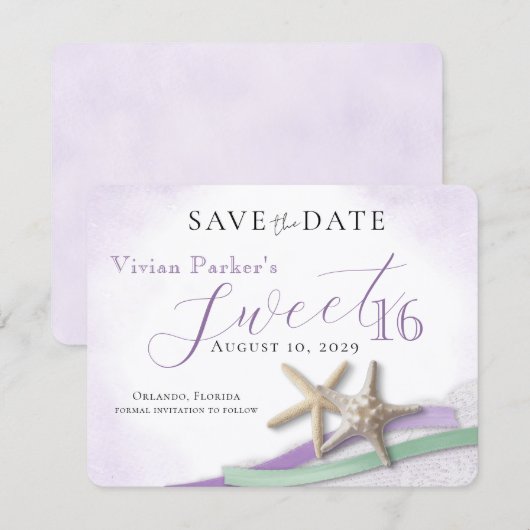 Starfish Lace Sweet 16 Save the Date (Vorne/Hinten)