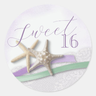 Starfish Lavender and Mint Ribbon Sweet 16 Runder Aufkleber