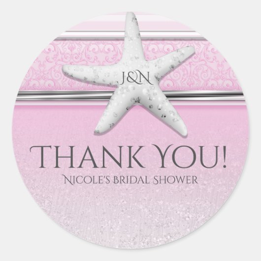 Starfish Lavender Pink Elegante Beach Gefallen Runder Aufkleber (Vorderseite)