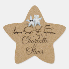 Starfish Liebe in Sandtypografie-Aufklebern Stern-Aufkleber