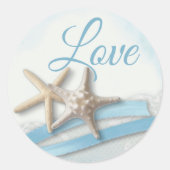 Starfish Liebe Sky Blue Ribbon und Lace Classic Cl Runder Aufkleber (Vorderseite)