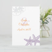 Starfish/lila+orange/Hochzeitseinladungen Einladung (Stehend Vorderseite)