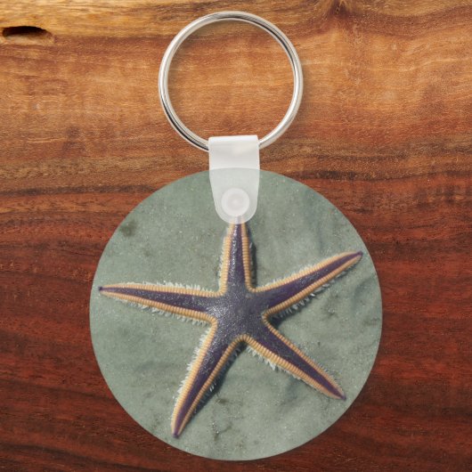 Starfish Lila Seestern am Strand Schlüsselanhänger (Vorderseite)