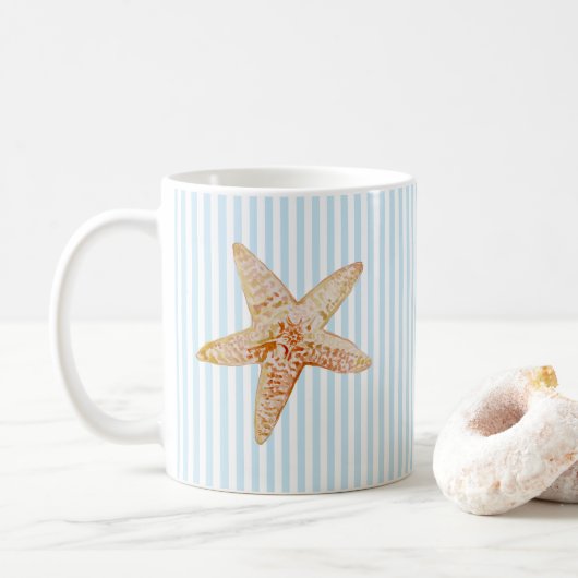 Starfish Malerei Blue Stripe Art Tasse (Mit Donut)