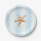 Starfish Malerei Blue Stripe Ocean Beach Party Pappteller (Vorderseite)
