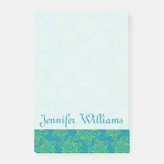 Starfish-Mengen-Muster | addieren Ihren Namen Post-it Klebezettel (Vorderseite)