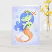 Starfish Mermaid Princess Birthday Karte (Gelbe Blume)