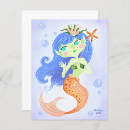 Starfish Mermaid Princess Blank Postkarte