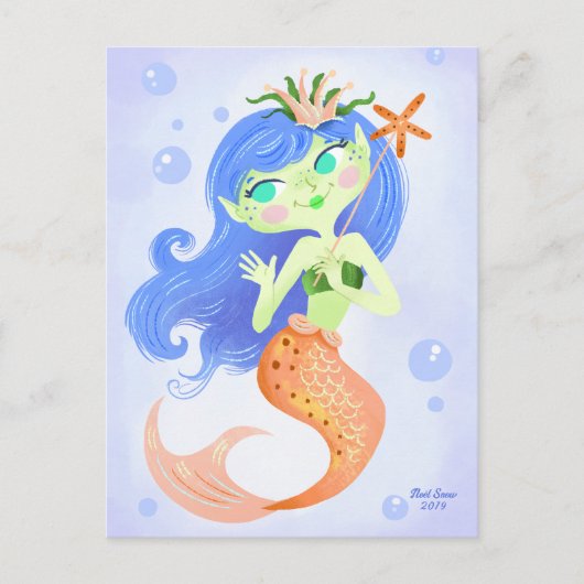 Starfish Mermaid Princess Blank Postkarte (Vorderseite)