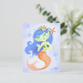 Starfish Mermaid Princess Blank Postkarte (Stehend Vorderseite)