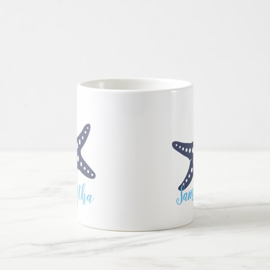 Starfish Midnight Blue Name Kaffeetasse (Mittel)