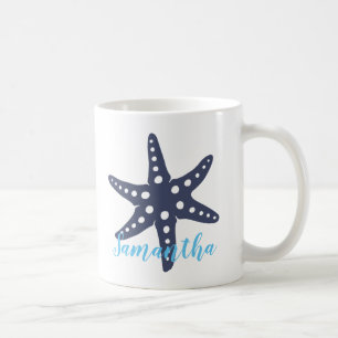 Starfish Midnight Blue Name Kaffeetasse