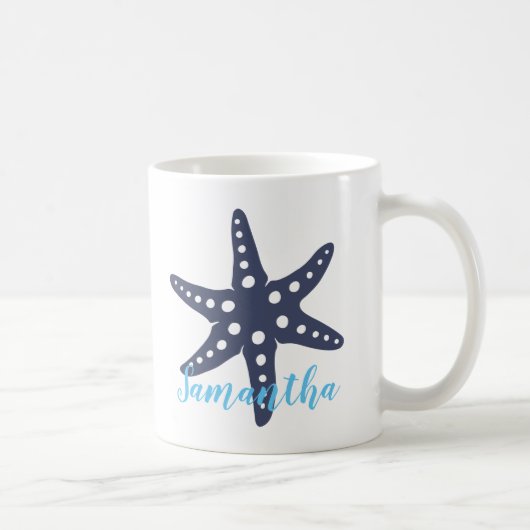 Starfish Midnight Blue Name Kaffeetasse (Rechts)