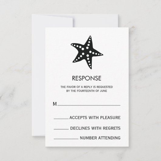 Starfish Minimalistische Hochzeitkarte RSVP Karte (Vorderseite)