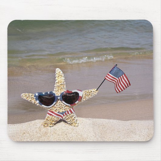 Starfish mit amerikanischer Flagge Mousepad (Vorne)