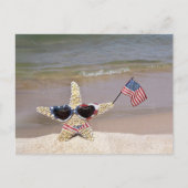 Starfish mit amerikanischer Flagge Postkarte (Vorderseite)