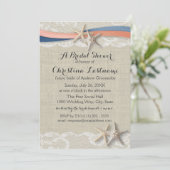 Starfish mit Brautparty Navy und Korallenband Einladung (Stehend Vorderseite)