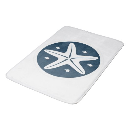 Starfish mit weißen Sternen Badematte (Schrägansicht)