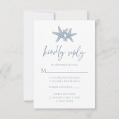 Starfish Modern Dusty Blue Beach Hochzeit RSVP Karte (Vorderseite)