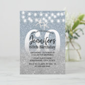 Starfish Modern Dusty Blue Glitzer 60. Geburtstag Einladung (Stehend Vorderseite)