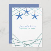 Starfish & Modern Line Eleganter Strand Save the D Ankündigungspostkarte (Vorne/Hinten)