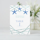 Starfish & Modern Lines Elegante Tischnummer (Stehend Vorderseite)