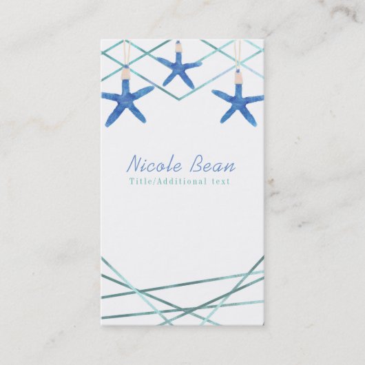 Starfish & Modern Lines Eleganter Strand Custom Ch Visitenkarte (Vorderseite)