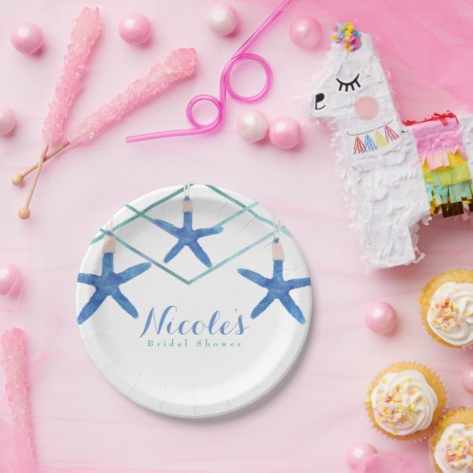 Starfish & Modern Lines Eleganter Strand Custom Pappteller (Party)