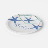 Starfish & Modern Lines Eleganter Strand Custom Pappteller (Schrägansicht)