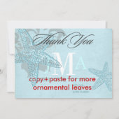 Starfish, Monogramm Danksagkarten, Flat Dankeskarte (Rückseite)