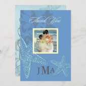 Starfish, Monogramm Danksagkarten, Flat Dankeskarte (Vorne/Hinten)