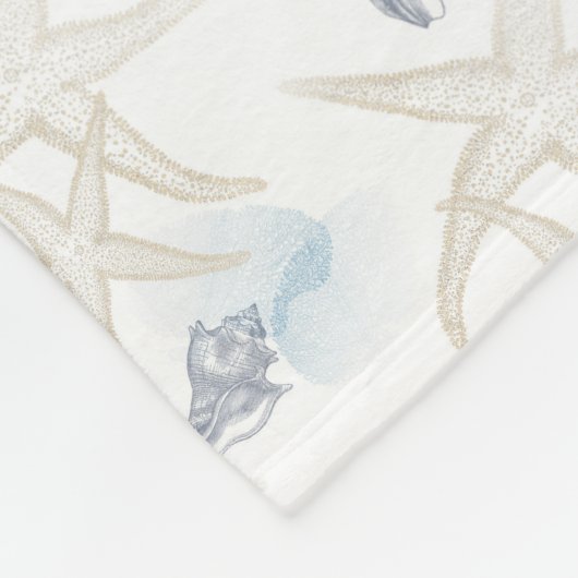 Starfish-Muschel-weiße blaue Strand-Fleece-Decke Fleecedecke (Ecke)