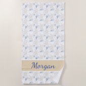 Starfish Muschel White Blue Personalisiert Beach H Strandtuch (Vorderseite)