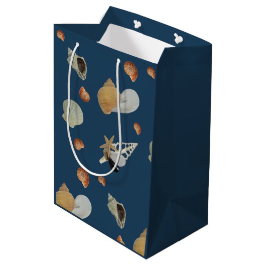 Starfish Muscheln Aqua Blue Beach Ozeane Küstenmee Mittlere Geschenktüte (Rückseite Schrägansicht)
