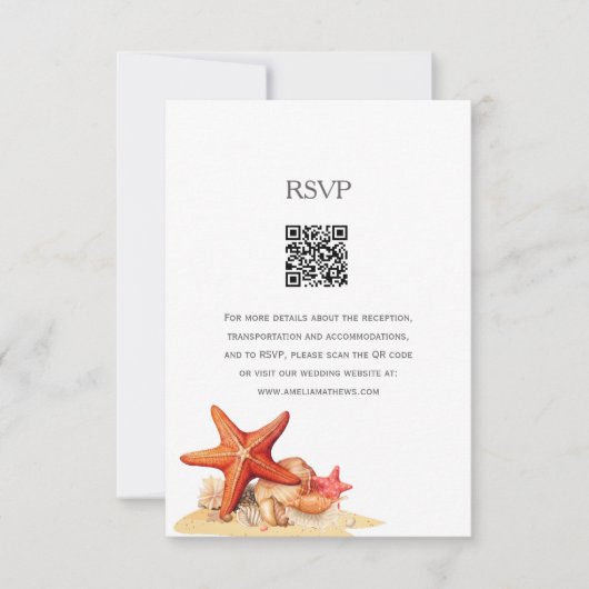 Starfish Muscheln Beachvolleyball RSVP Karte (Vorderseite)