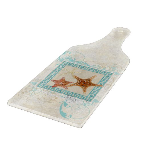 Starfish Muscheln Griechischer Musterstrand Schneidebrett (Ecke)