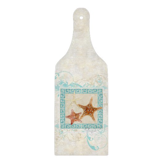 Starfish Muscheln Griechischer Musterstrand Schneidebrett (Vorderseite)