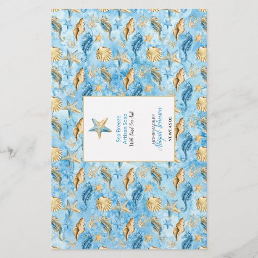 🐚 Starfish Muscheln Ivory & Blue Soap Wrap (Vorderseite)