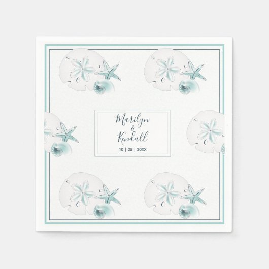 Starfish Muscheln Modernes elegantes Party am Stra Serviette (Vorderseite)