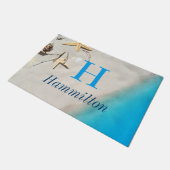 Starfish & Muscheln Sandy Shore Beach - Personalis Fußmatte (Schrägansicht)