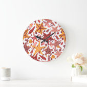 Starfish Muscheln: Skandinavisches Meeresmuster Große Wanduhr (Zuhause)