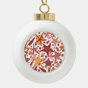Starfish Muscheln: Skandinavisches Meeresmuster Keramik Kugel-Ornament